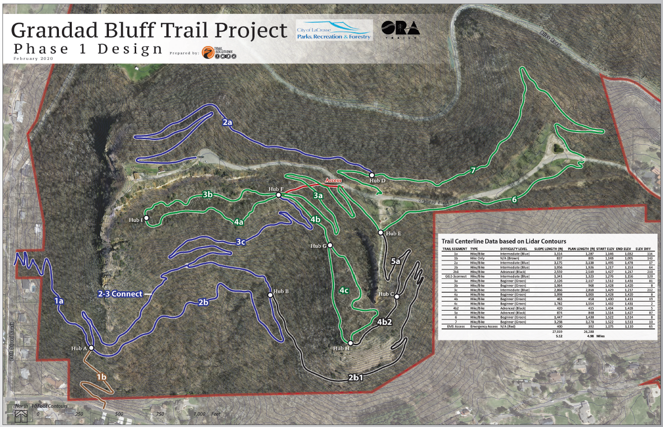 New Grandad Bluff Trail map